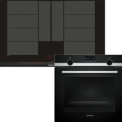 Ugn- & Hällpaket iQ500 HB579GBR3 + iQ700 EX875LYV1E Induktionshäll Med Pyrolys Självrengöring och FlexInduction