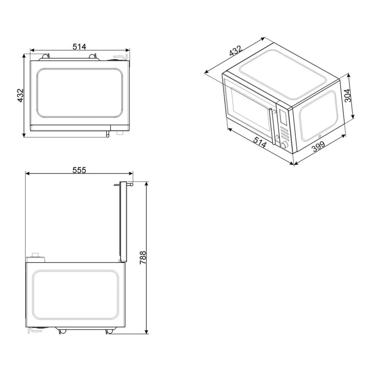 Universal MOE25X Rostfri Fristående Micro med Grill