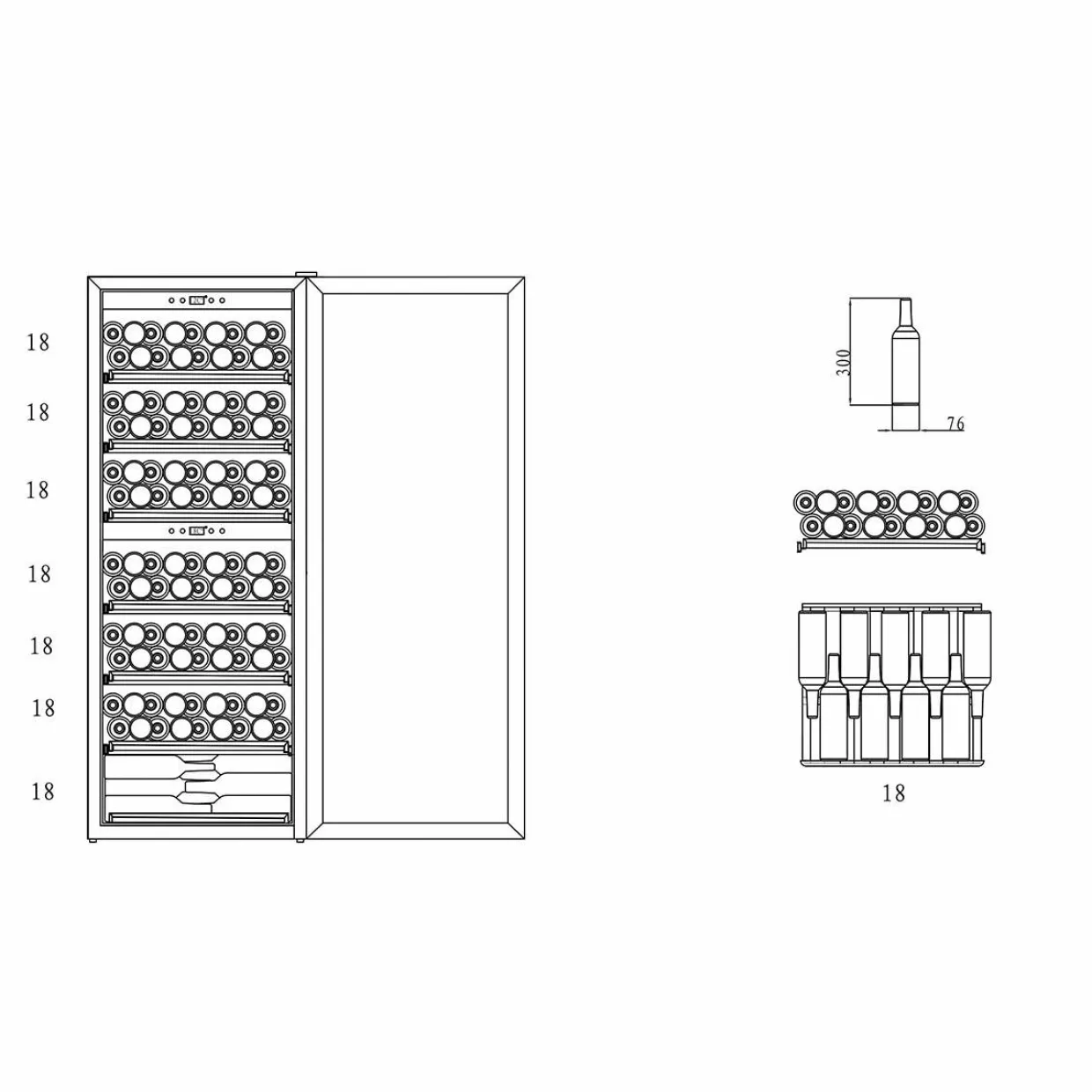WineExpert 126 Fullglass SW-126B Svart med 2 Zoner och Plats för 126 Flaskor