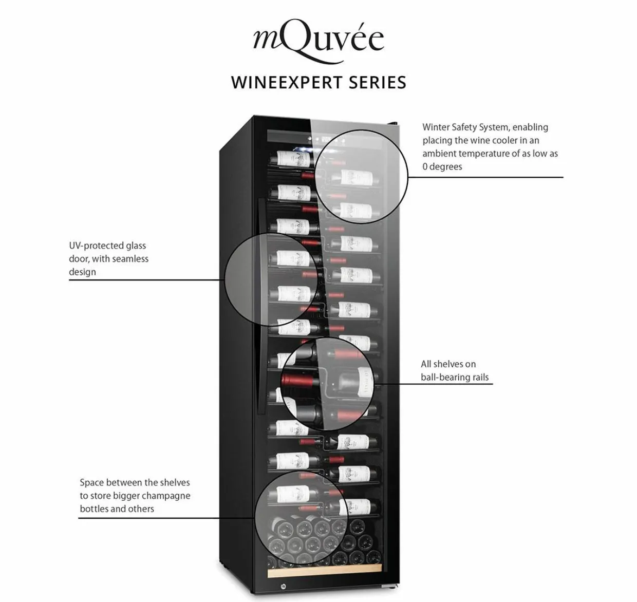 WineExpert 126 Fullglass SW-126B Svart med 2 Zoner och Plats för 126 Flaskor