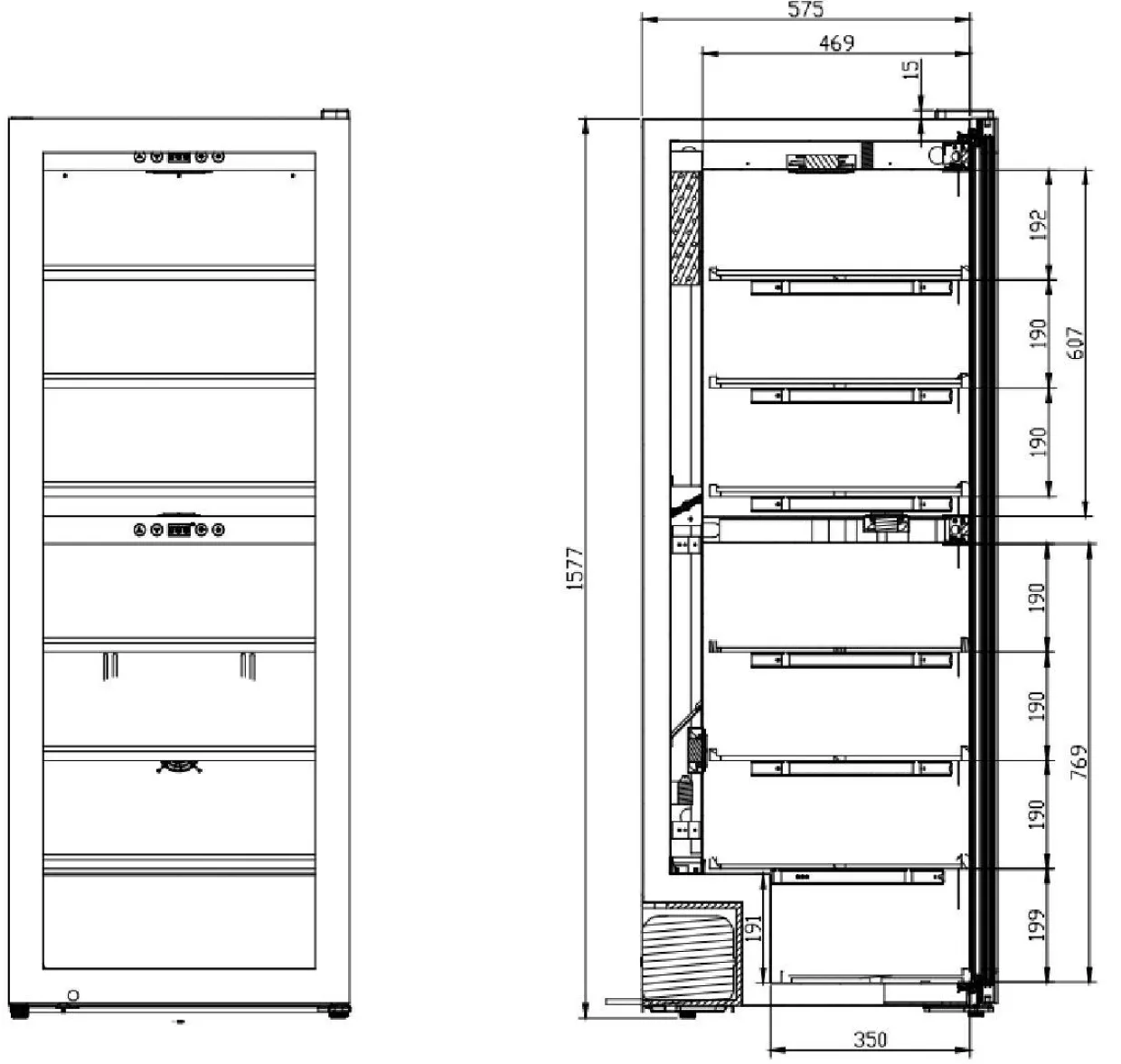 WineExpert 126 Fullglass SW-126B Svart med 2 Zoner och Plats för 126 Flaskor