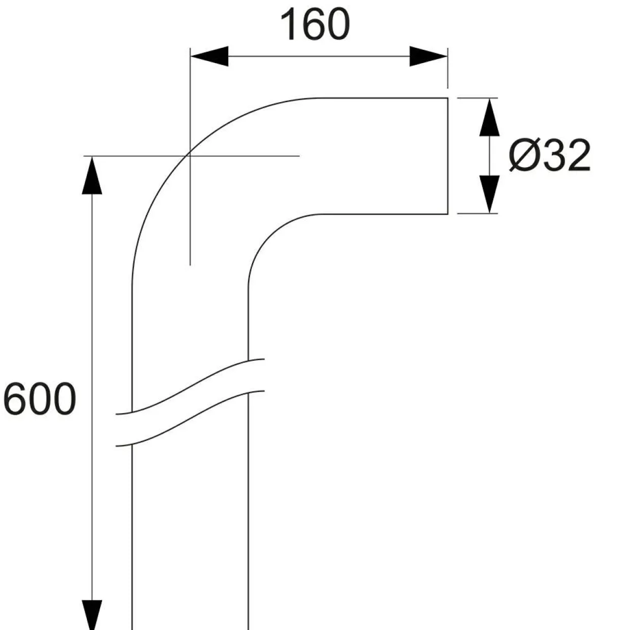 90° Ø32x160x600